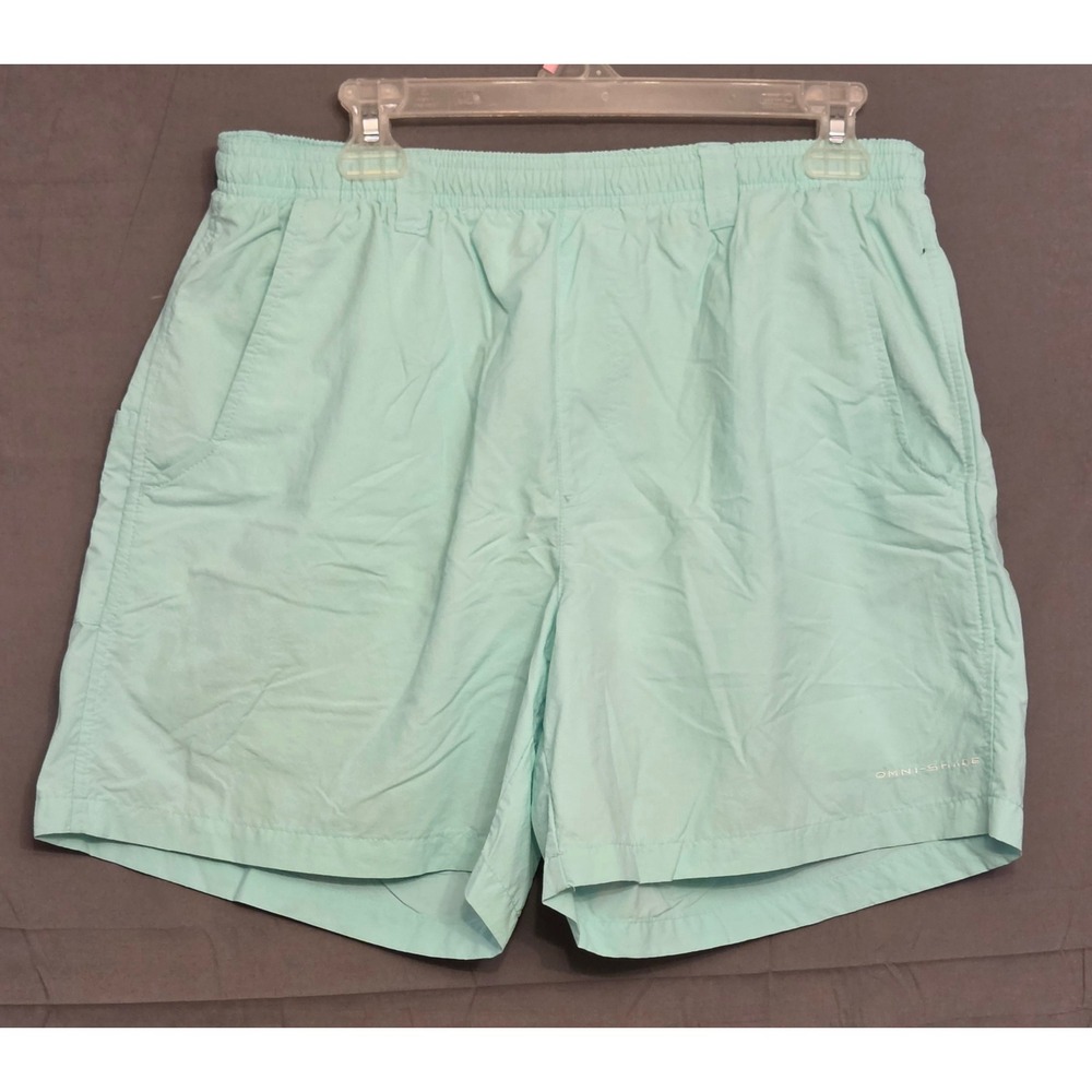 Columbia PFG Backcast Swim Shorts Men's Size Medium Teal Back Zip Pocket
